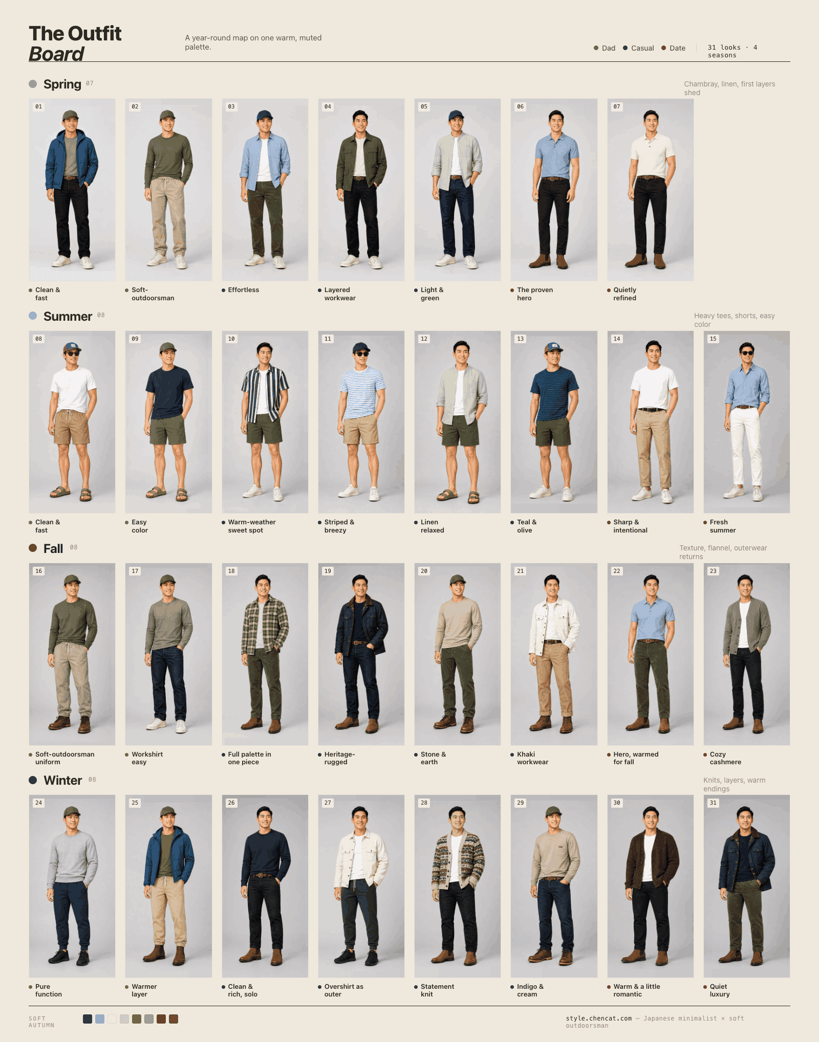 Seasonal outfit map from style.chencat.com.